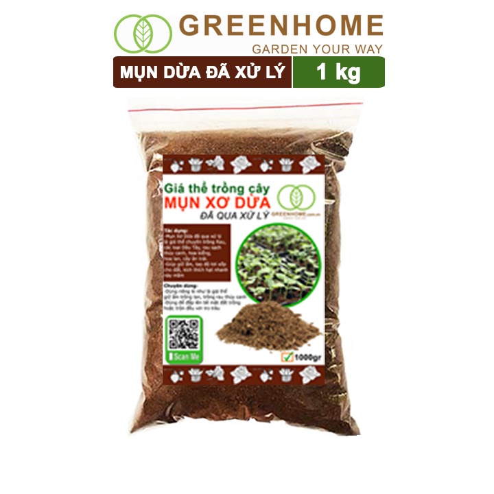 Mụn Xơ Dừa Greenhome, Sfarm, Bao 500GR, Đã Qua Xử Lý, Chuyên Trồng Rau, Hoa Màu, Dâu Tây, Cây Ăn Trái, Thủy Canh