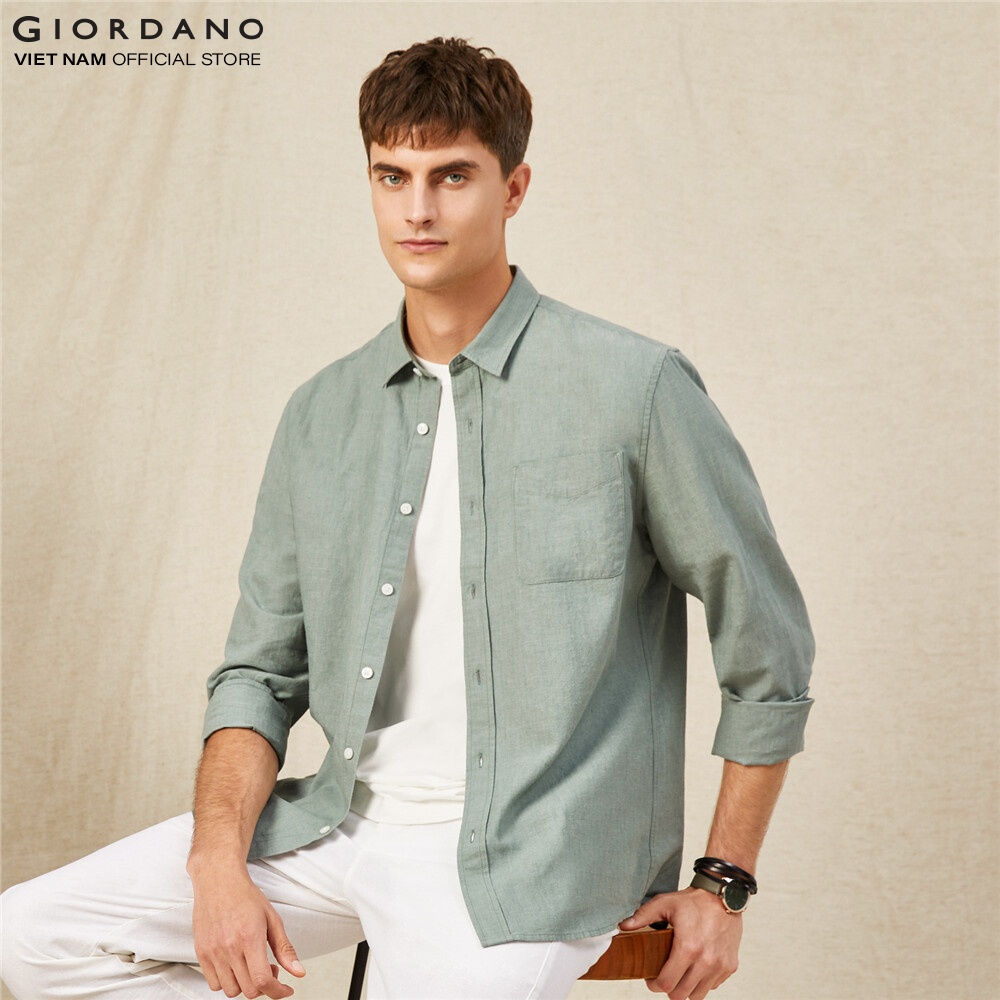 Áo Sơ Mi Nam Dài Tay Linen Shirt Giordano 01042201