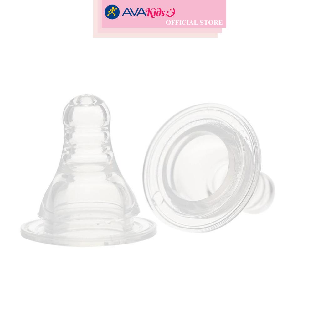 Bộ 2 núm ti Pigeon siêu mềm cổ hẹp size S (0 - 3 tháng)