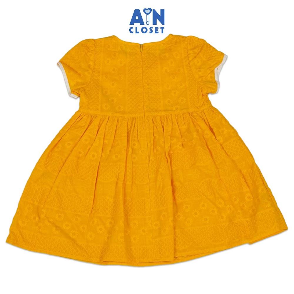 Đầm bé gái hoạ tiết Nơ Thêu Cam Cotton - AICDBGFDTOXD - AIN Closet