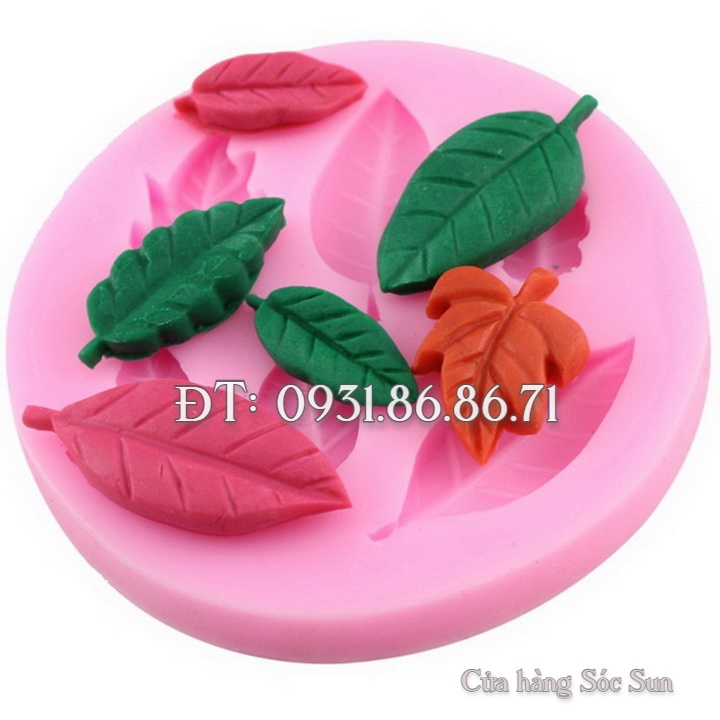 Khuôn silicon 6 lá hoa hồng - Mã số 1466