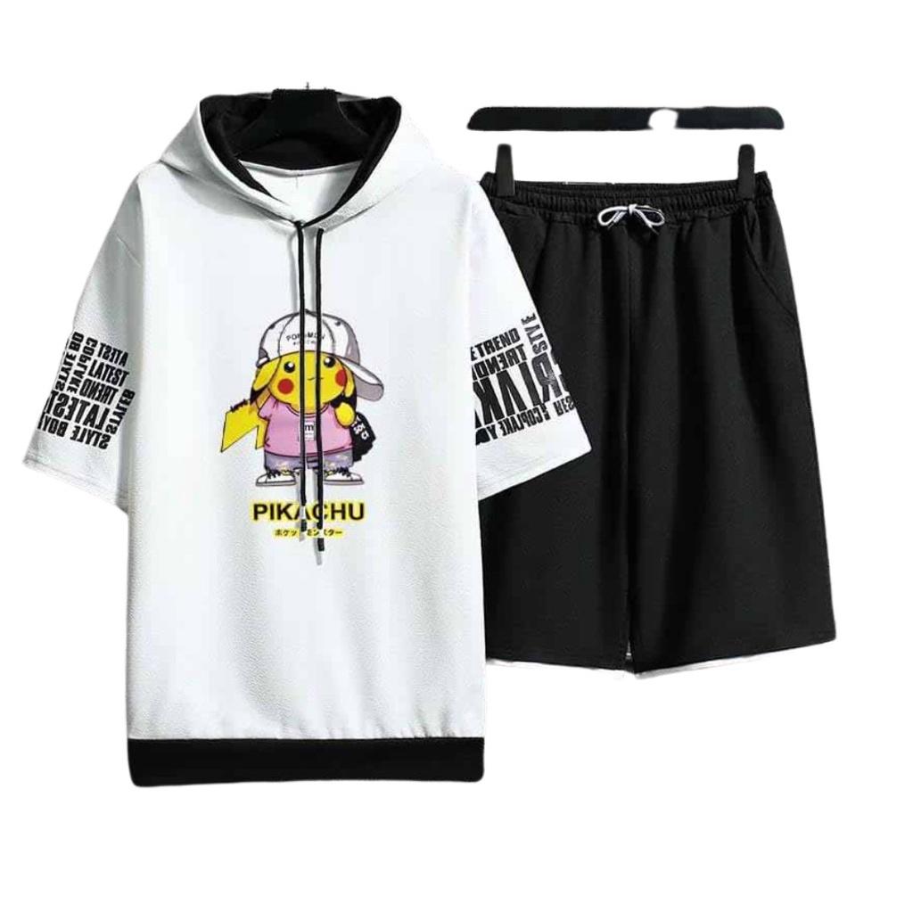 Bộ Quần Áo Mặc Nhà Thể Thao Nam Mùa Hè Phong Cách Cao Cấp PIKACHU