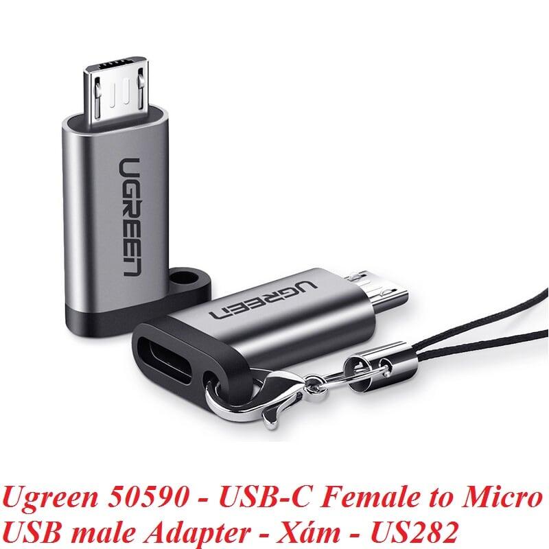 Ugreen UG50590US282TK Màu Xám Đầu chuyển đổi MICRO USB dương sang TYPE C âm - HÀNG CHÍNH HÃNG