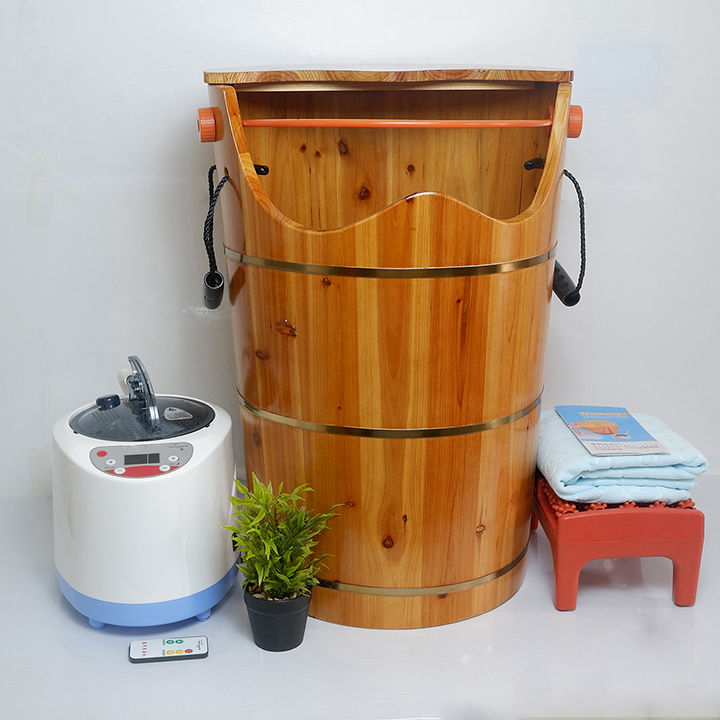 Bồn Xông Hơi Bằng Gỗ tự Nhiên - Tặng kèm Xà Phòng Khử Mùi Tanh