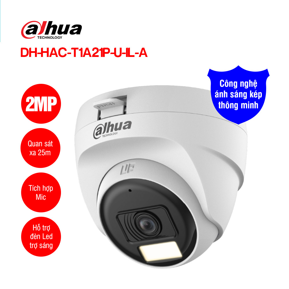 Camera Dahua 2 Mp DH HAC T1A21P 1080P - Dome Bán Cầu Trong Nhà - Hàng chính hãng