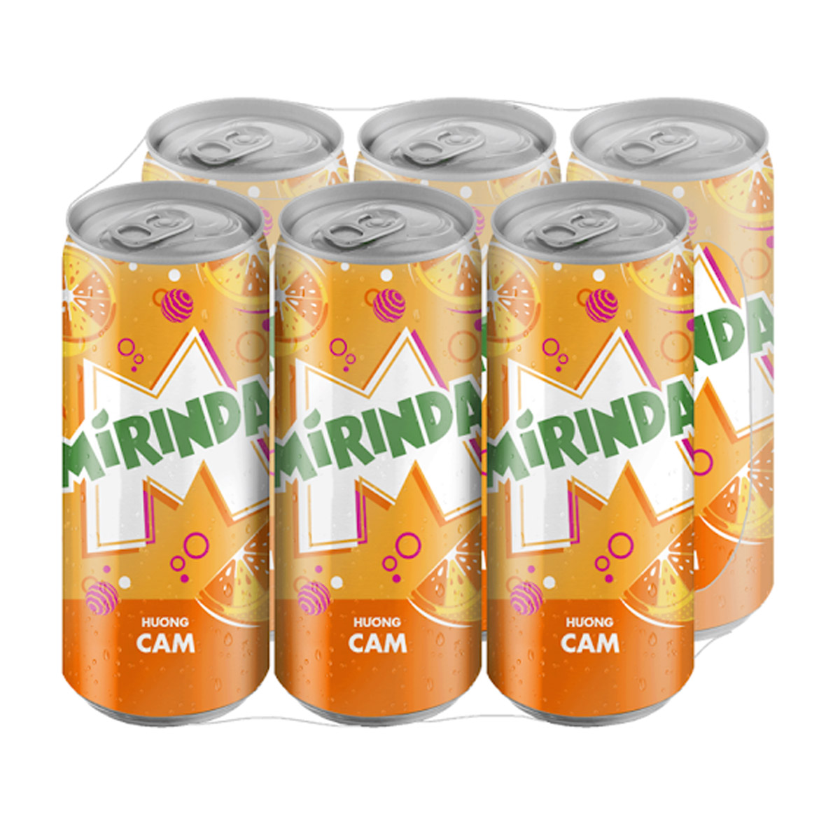 Lốc 6 Lon Nước Ngọt Có Gaz Mirinda Cam
