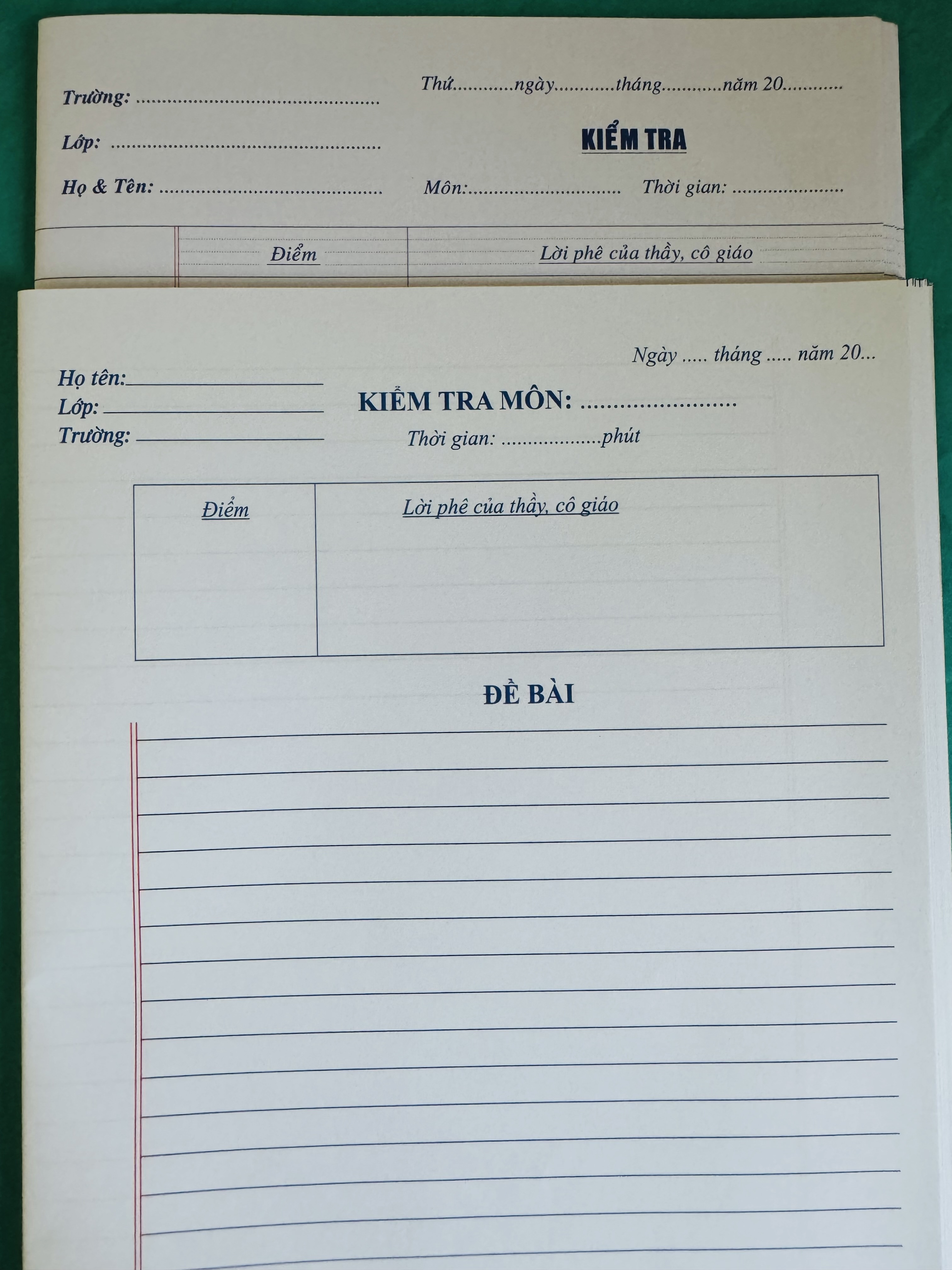 Tuanviet Books Giấy kiểm tra Kẻ ngang dành cho học sinh (Cấp 1,2,3)