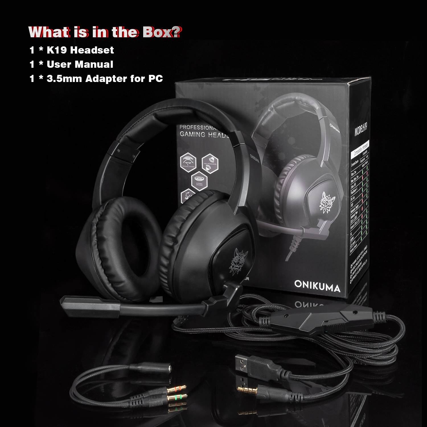 Tai Nghe Chơi Game Chuyên Nghiệp Okinuma K19 Có Đèn Led RGB - Hàng Chính Hãng
