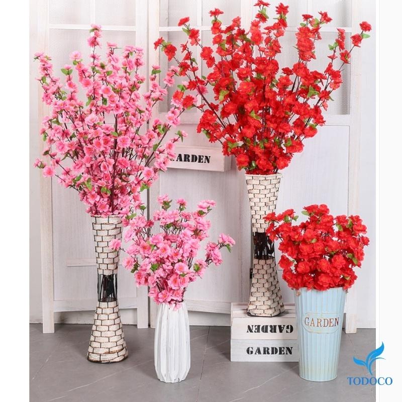 Cành đào giả trang trí tết decor phòng khách cao cấp chụp ảnh đẹp dài 65 - 120cm H00