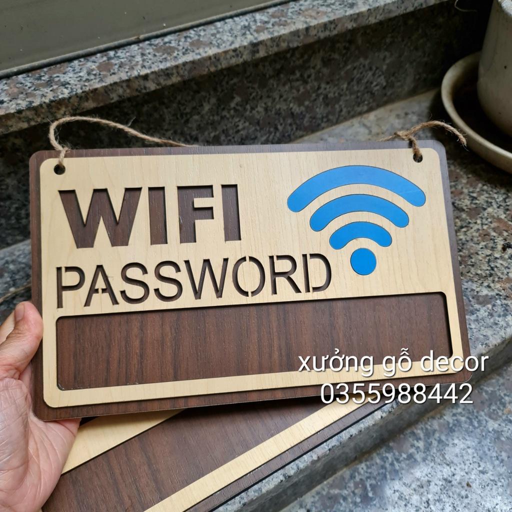 Bảng thông tin wifi bằng gỗ handmade trang trí Decor shop, Cửa Hàng