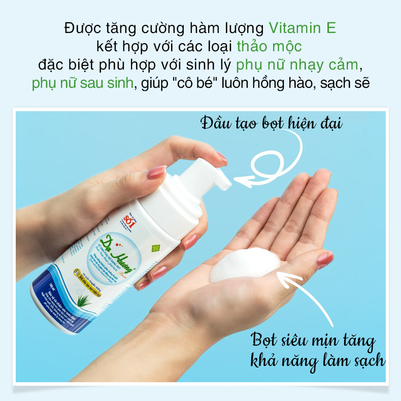 Dung dịch vệ sinh DẠ HƯƠNG dạng bọt đặc chế cho da nhạy cảm tinh chất lô hội 180ml JN-DH01