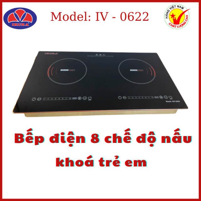 Bếp đôi điện từ IKURA - Bảng điểu chỉnh cảm ứng kiểu trượt - Khoá phím trẻ em - chức năng Boost - Hàng Chính Hãng