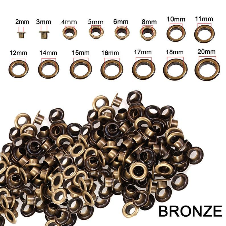 Khoen ore mắt cáo 4mm,5mm,8mm,12mm,14mm,16mm Bằng sắt xi màu ĐỒNG Khuy oze mắt cáo bấm bạt, túi giấy Túi 100 cái