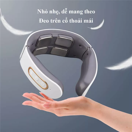 Máy mát xa cổ cao cấp, có chườm nóng - 4 đầu tiếp xúc, 6 chế độ massage khác nhau, 9 cường độ massage - Màu Trắng