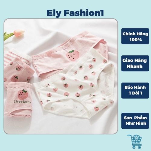 Quần Lót Qủa Dâu Nữ Cotton Tăm Tre Cao Cấp Nâng Mông Hình Trái Dâu Dễ Thương Đáng Yêu