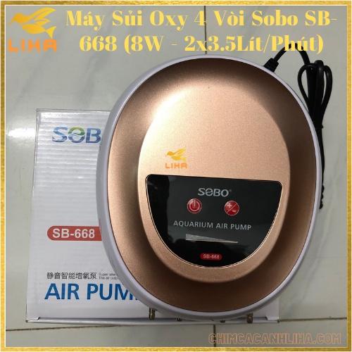 Máy Sủi Oxy 4 Vòi Siêu Êm Sobo SB-668 - Máy Oxy Không Ồn Cho Hồ Cá