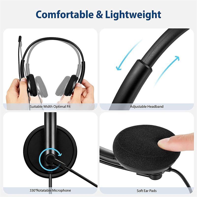 Tai Nghe Máy Tính USB Có Mic Chống Ồn Cho PC/Nhà Ở/Văn Phòng/Điện Thoại