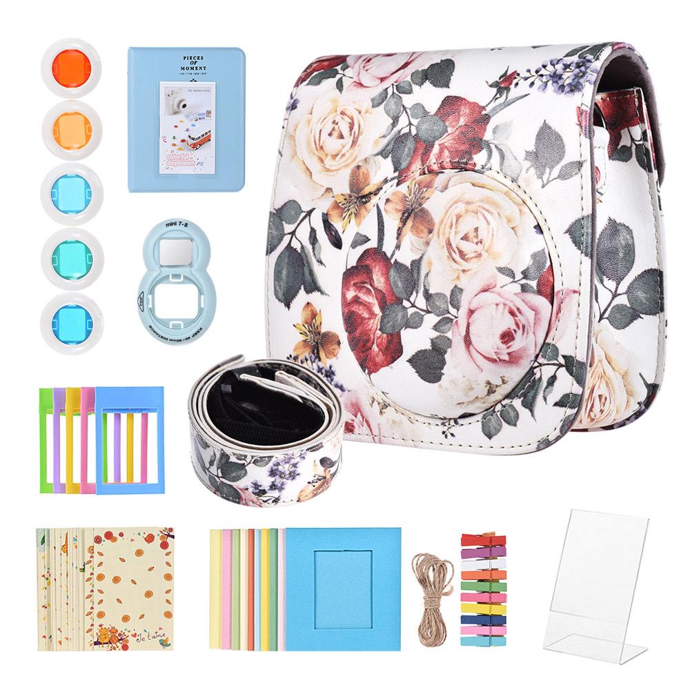 8 in 1 Accessories Kit for Fujifilm Instax Mini 8/8+/8s/9 Include Camera Case/Strap/Selfie Mirror/Filter/Album/Photo