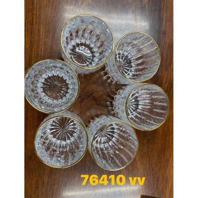 Combo bộ bình cốc thủy tinh khía viền vàng