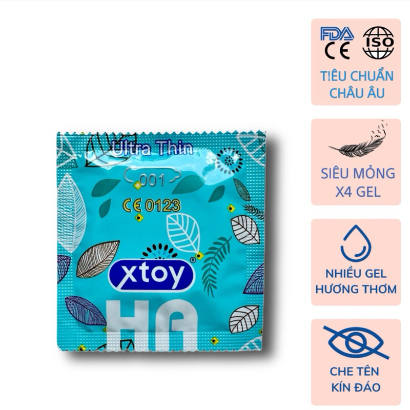 Bao cao su XTOY HA Ultra thin, siêu mỏng, siêu nhiều bôi trơn 2000mg gốc nước, hộp 36 chiếc
