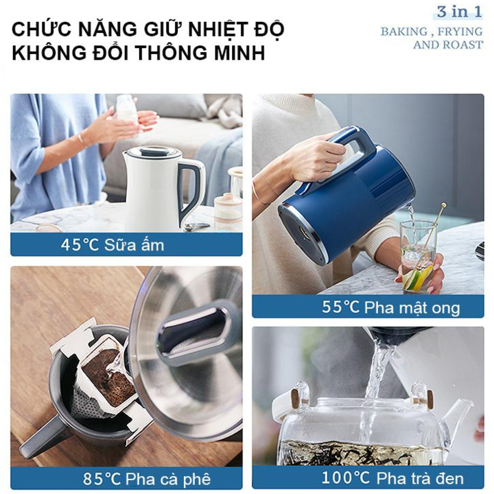 Ấm đun nước siêu tốc điều chỉnh nhiệt độ MR6070 1800W - Dung tích 1.5 lít - Thương hiệu Morphy Richards - HÀNG NHẬP KHẨU