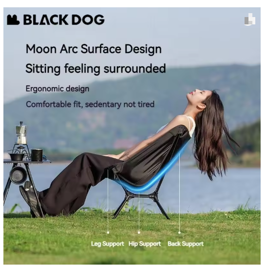 Ghế gấp gọn siêu nhẹ hợp kim nhôm 7075 có nắp đậy chân Blackdog CBD2450JJ020