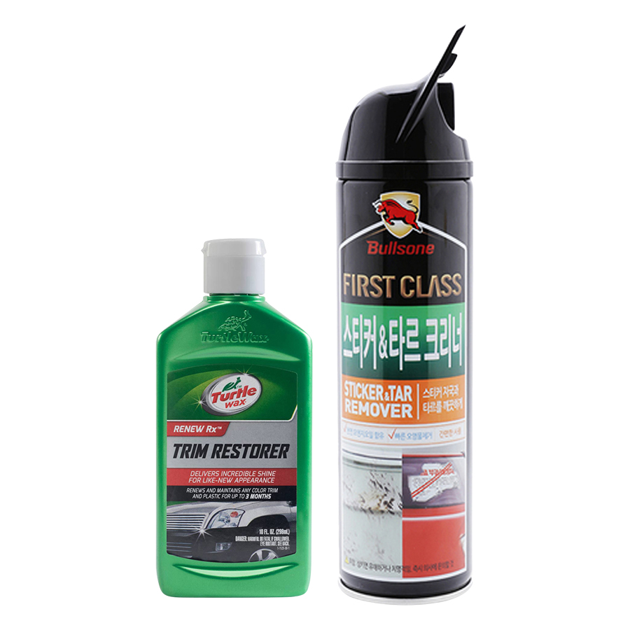 Combo Phục Hồi Đồ Nhựa Turtle Wax (296ml) Và Chất Vệ Sinh Nhựa Đường Cam Bullsone (420ml) - Tặng Nước Rửa Xe Bullsone (530ml)