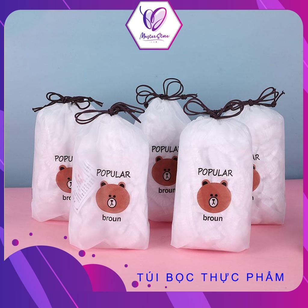 Màng bọc thực phẩm đa năng có chun co giãn, set 100 cái kèm túi gấu Master Store