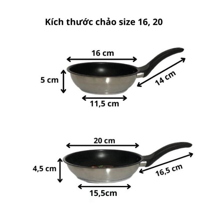Chảo chống dính bếp từ Fivestar 3 đáy cao cấp 16cm - 28cm - Hàng nhập khẩu