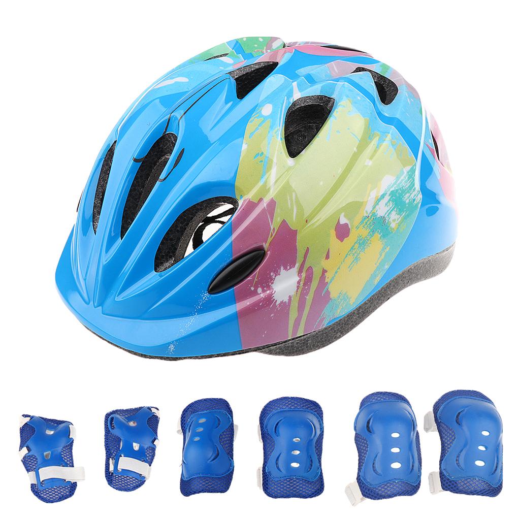 7 Pieces Kid Child Roller Skating Bike Helmet Knee Wrist Guard Elbow Pad Set