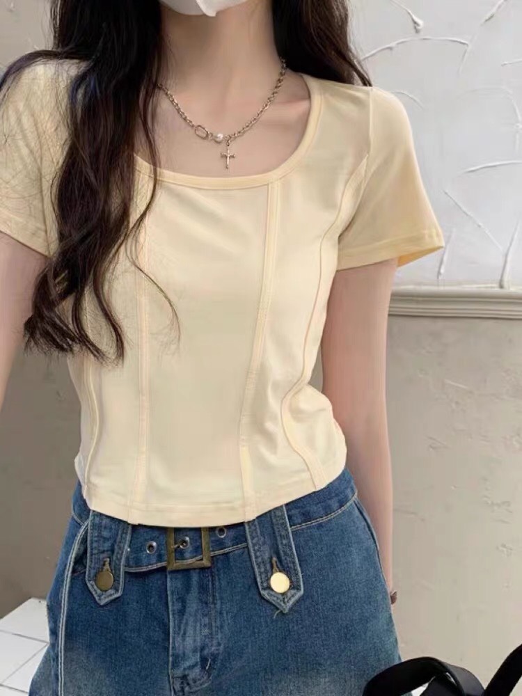 Áo croptop nữ tay ngắn ôm body vải cotton thoáng mát áo thun croptop bigsize cổ vuông phù hợp mặc nhà đi du lịch đi dạo