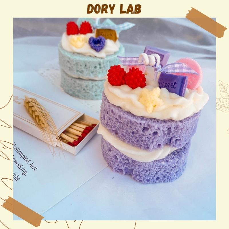 Nến Thơm Bánh Kem 2 Tầng Mix Topping Màu Pastel Handmade, Quà Tặng Sinh Nhật - Dory Lab