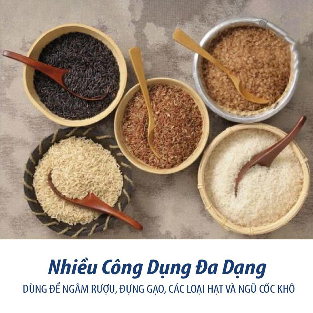 Hủ Sành Đựng Gạo, Ngâm Rươu Tráng Men Màu Nâu Mật