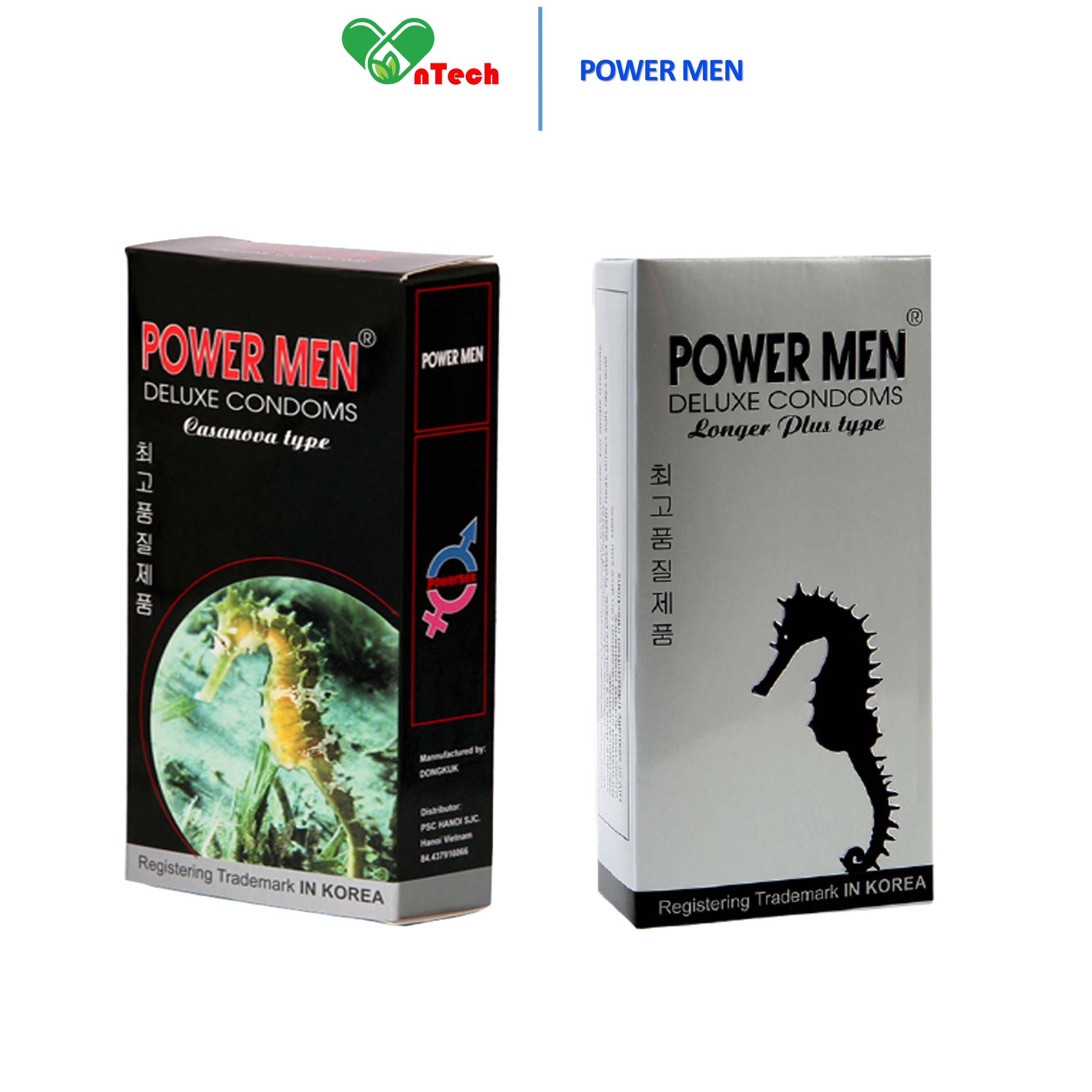 Combo 24 Bao cao su POWER MEN CÁ NGỰA LONG SHOCK Đen và trắng gân gai nổi chứa 9% và 5% Benzocain siêu kéo dài thời gian