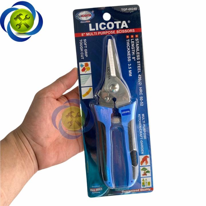 Kéo cắt cành mũi nhọn Licota TGP-00248 loai 8 inch dài 200mm màu xanh - đen