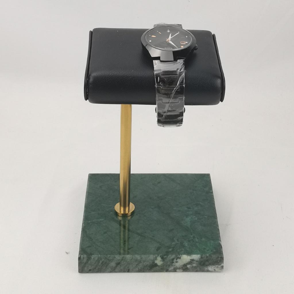 2 Pieces Green & White Marble & PU Watch Holder Stand for Display