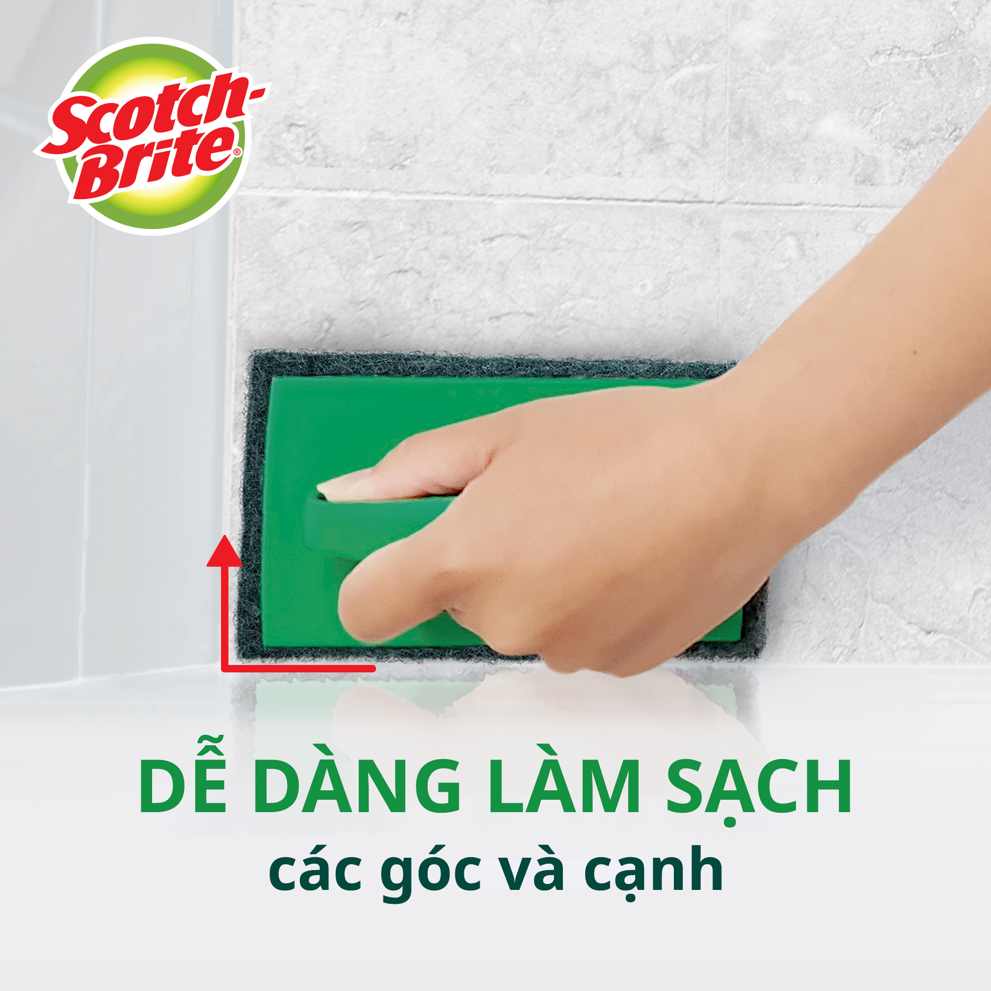 Bàn chải chà sàn nhà tắm bằng cước siêu sạch Scotch Brite 3M - Đa năng, tay cầm nhựa cao cấp, dễ dàng thay thế lớp cước, không gây trầy xước 5300