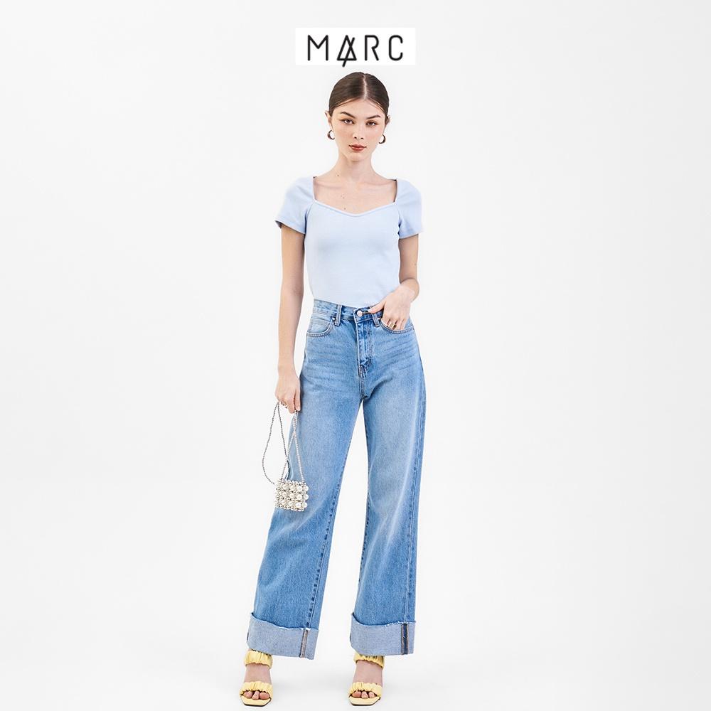 Áo thun nữ MARC FASHION crop cổ vuông tay ngắn FALH061922