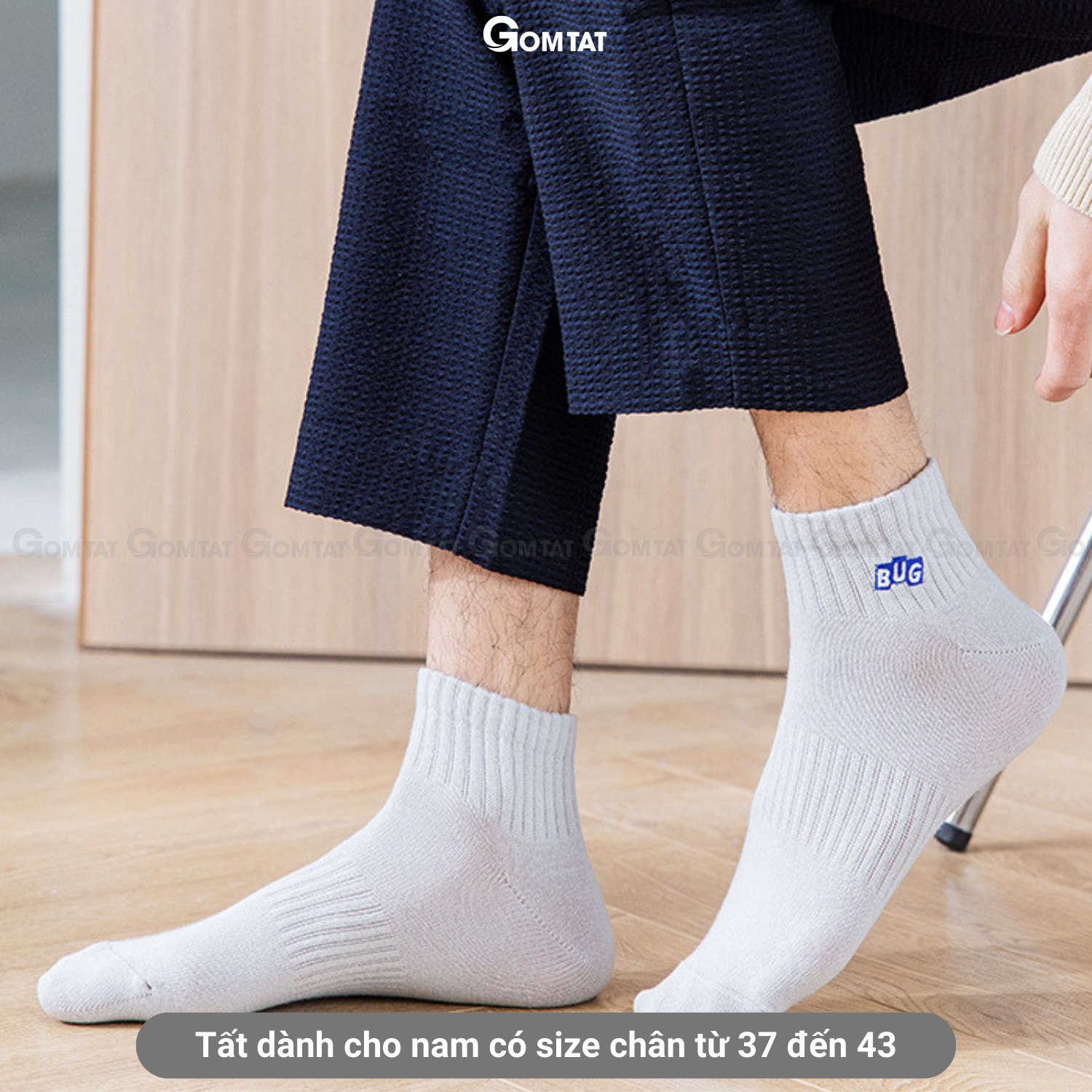 Set 5 đôi tất vớ nam cổ ngắn GOMTAT cao cấp mẫu Bug, chất liệu cotton mềm mại thoáng mát cực êm chân - CNCC-BUG