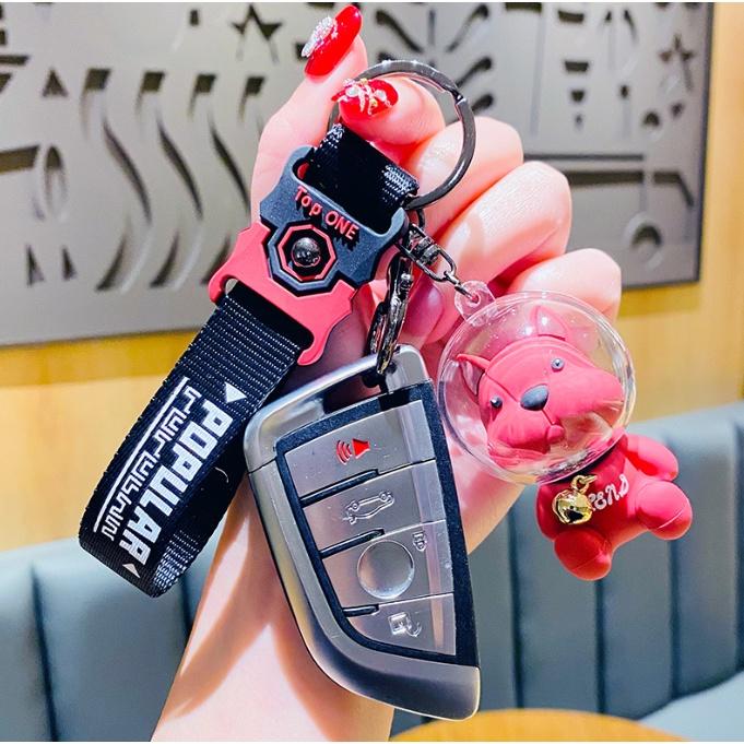 Móc khóa Phi hành gia Chó Pitbull ngầu bá đủ màu PVC loại tốt