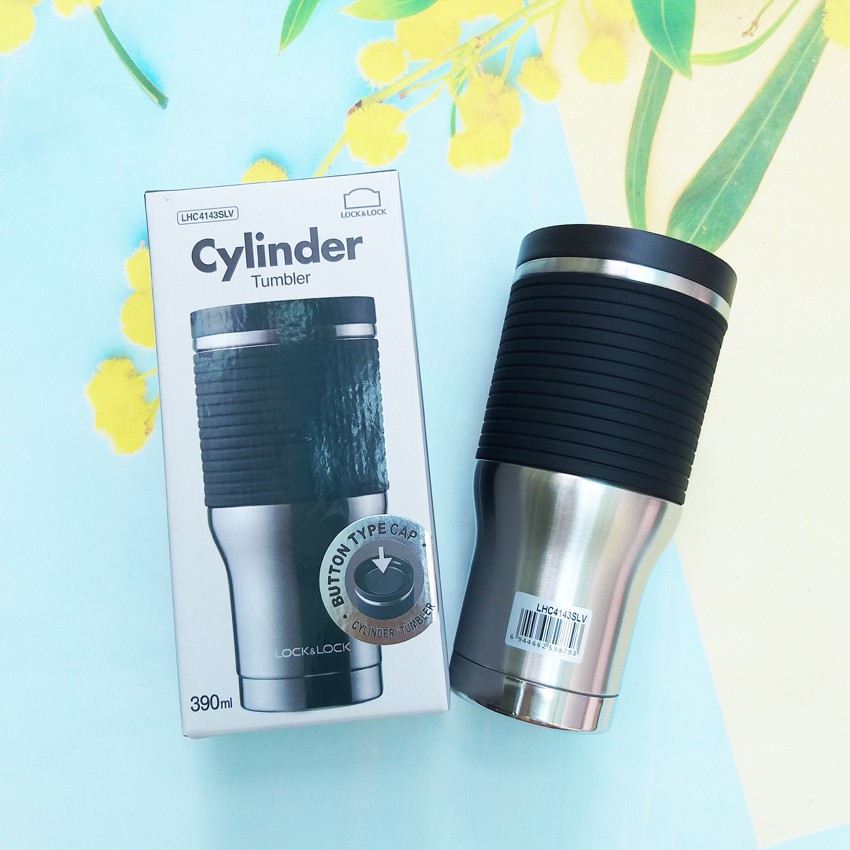 Ly giữ nhiệt Lock&amp;Lock Cylinder Tumbler - Hàng chính hãng, chất liệu thép không gỉ, cấu tạo 3 lớp giữ nhiệt vượt trội, nắp bình dạng nhấn Kèm ống hút Inox 304