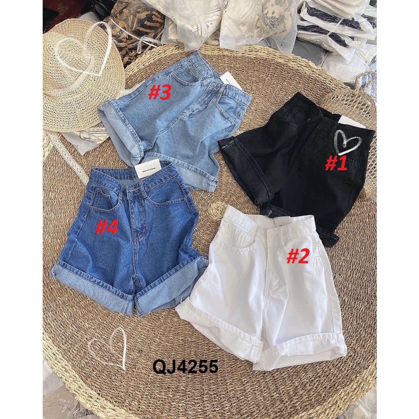 Quần ngố jeans trắng lưng cao Bigsize vải VNXK QJ4255