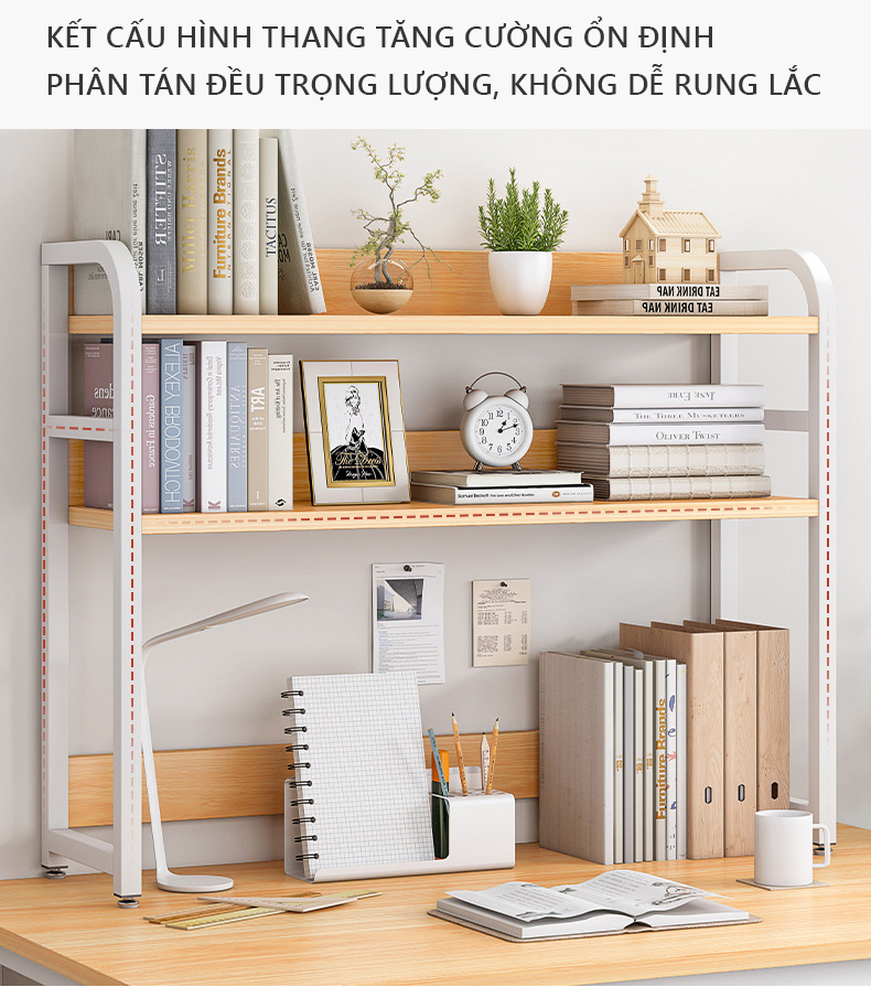 Kệ sách 2 tầng thông minh để bàn làm việc thương hiệu IGA - GM118