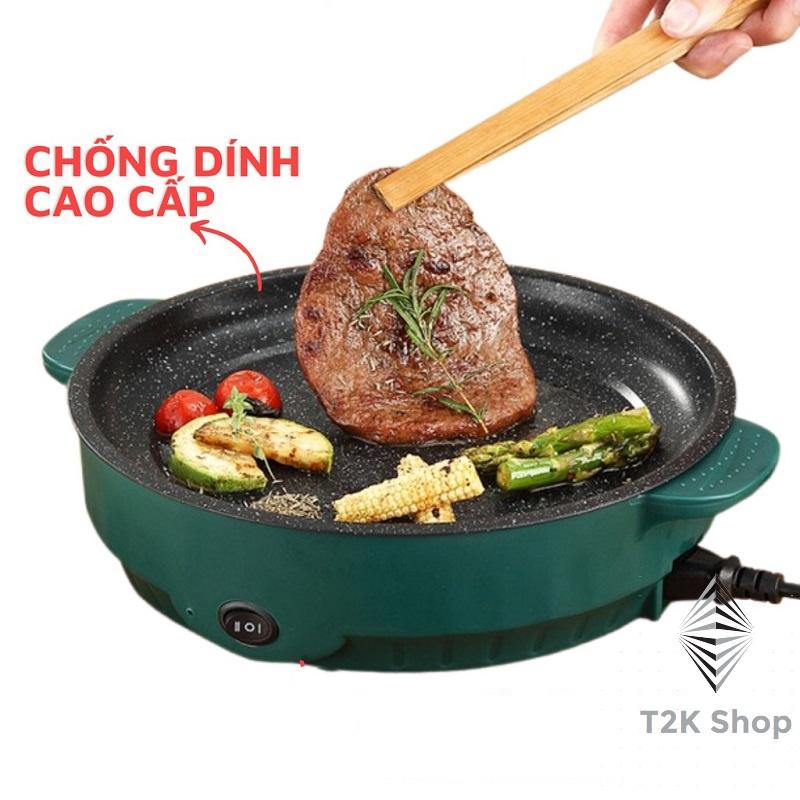 Chảo nướng điện chống dính kiểu hàn quốc - Bếp nướng điện mini đa năng size 26cm - T2K Shop