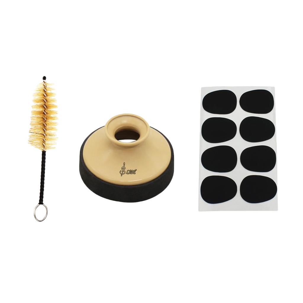 Sunnimix Alto Saxphone Sax Tắt Tiếng Ống Hãm Thanh Kẹp Miệng Miếng Dán Miếng Lót Cơ Quan Ngôn Luận Bàn Chải