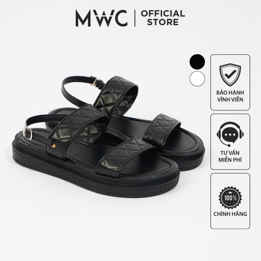 Giày Sandal Nữ MWC 2967 - Giày Sandal Quai Kép Bản To Đế Cao Dập Chỉ Nổi Thời Trang