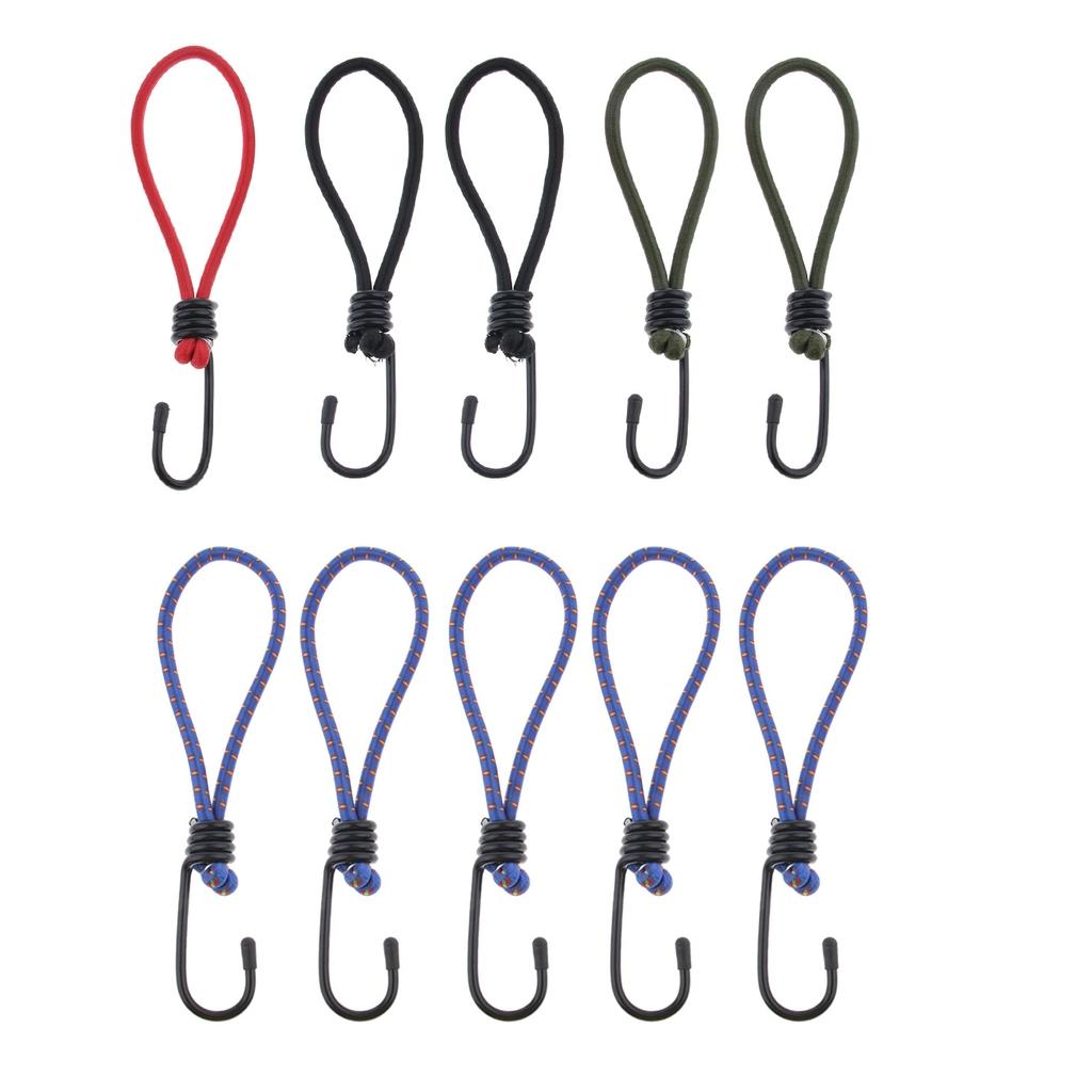 10 Chiếc Bungee Móc Đính Nơ-Bạt Phủ Thun Co Giãn Dây Dây Có Móc Treo