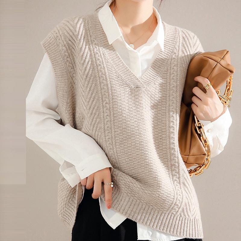 Áo len gile nữ len Cashmere siêu mềm mại giữ ấm co giãn mặc mùa thu đông mã VAA0478