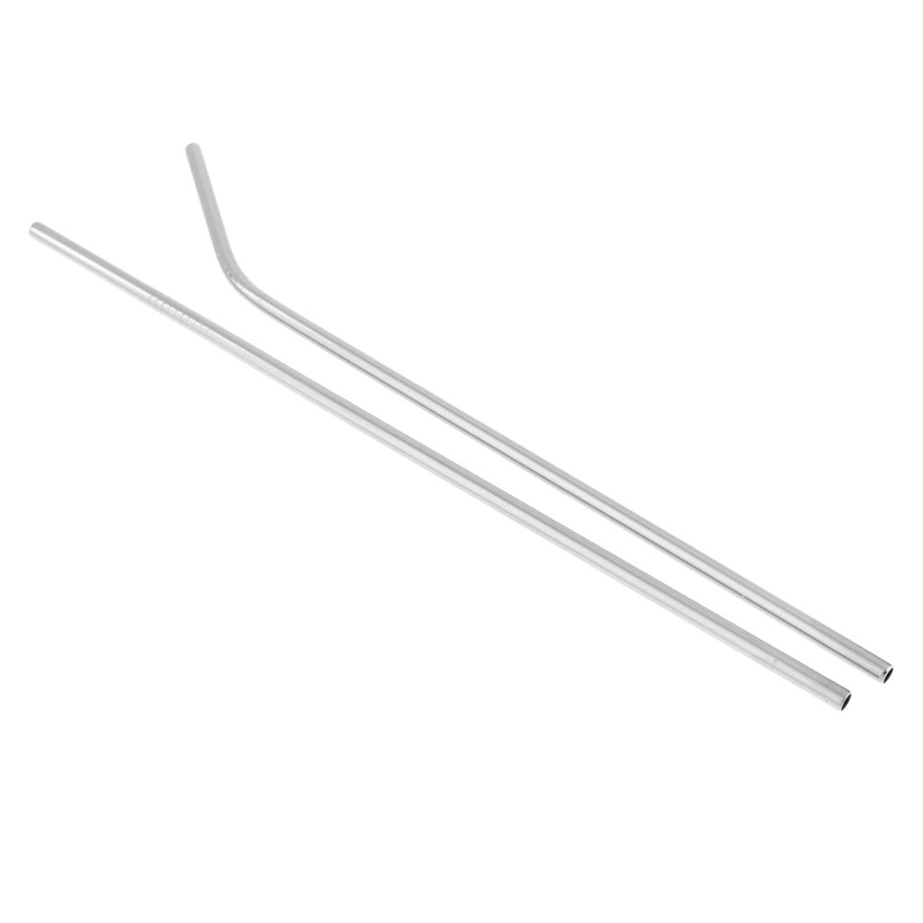 2pcs Stainless Steel Drinking Straw Sucker Straight Bent Set for Party Tumbler Glasses Tea Cup