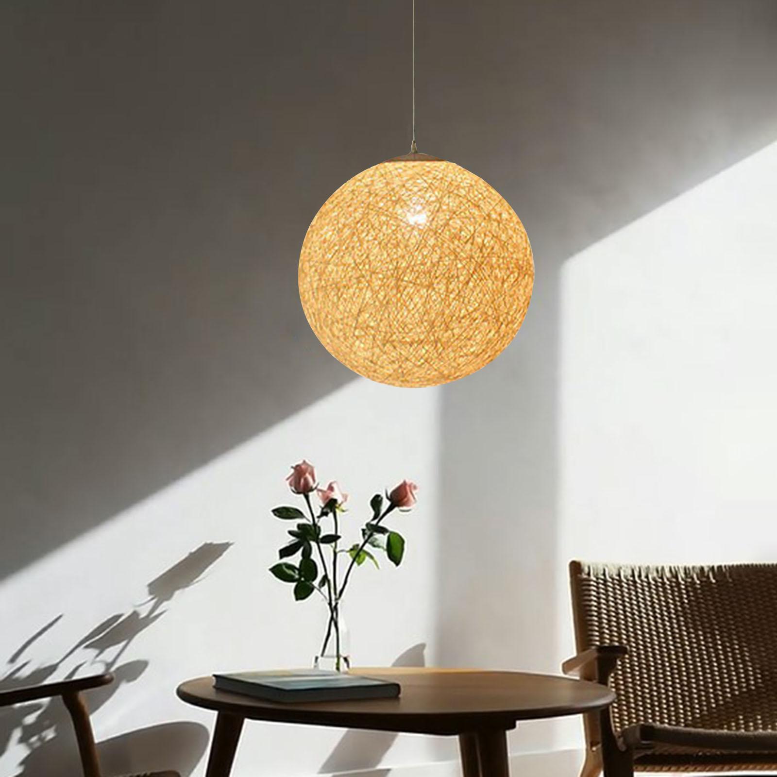 Rattan Ball Lantern Pendant Lamp Chandelier Hanging Light for Farmhouse
